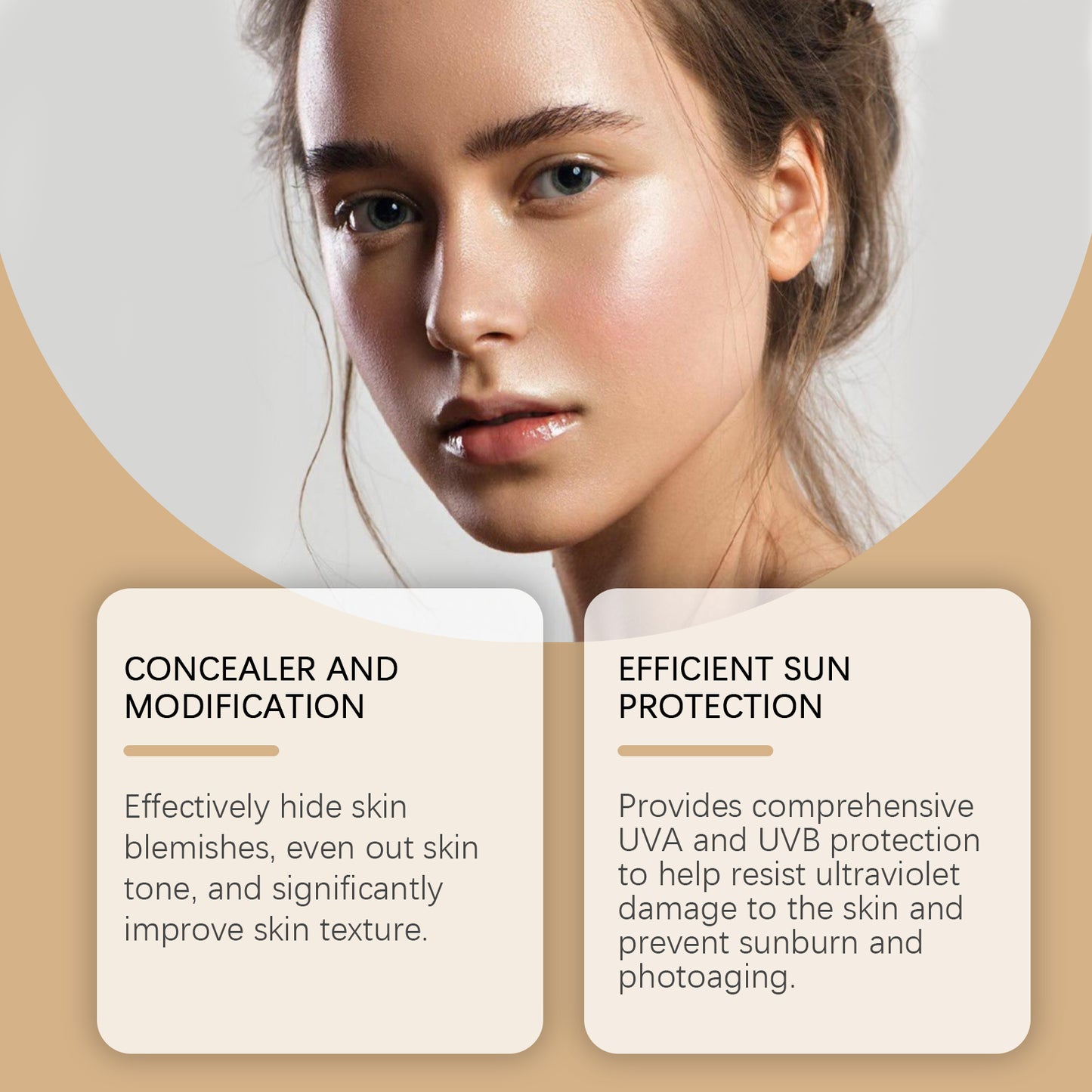 Eelhope Gold Snail Protective Bb Cream, Moisturizing Concealer Skin Tone Natural Color Waterproof, Sweat Resistant And Makeup Free