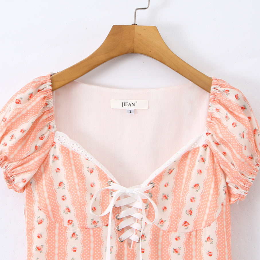 Chic Printed Belted Dress with Fashionable Casual Design for Women