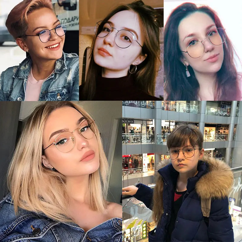 Computer Glasses Anti Blue Ray Glasses Blue Light Blocking Glasses Optical Eye Spectacle UV Blocking Gaming Filter Round Glasses